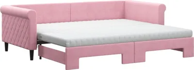 Image de Lit de jour Extensible avec matelas Rose 90x200 cm Velours