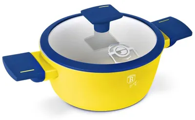 Produktbild von Berlinger Haus Minions Kochtopf mit Deckel 16 cm 1,6 L – Antihaft Topf mit Titanbeschichtung für Soßen, Suppen & Beilagen, gelb-blau