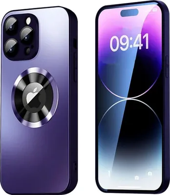 Image de Coque magnétique pour iPhone 14 Pro Max avec protection d'objectif et affichage du logo - Violet