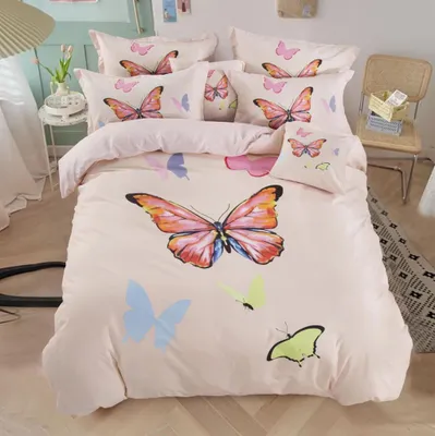Produktbild von Baumwoll-Bettwäsche ORANGEFARBENER SCHMETTERLING beige