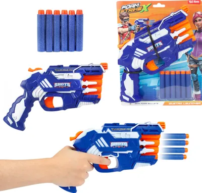 Produktbild von Toi-Toys 32548A - FOAM STRIKEX - Pistole 4 Schuss mit 5 Schaumstoffpfeilen Spielzeugpistole