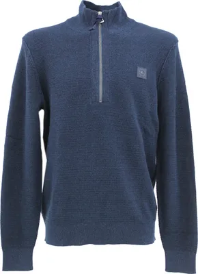 Produktbild von 33292 Lerros, ,  Herren Troyer Pullover Pulli Mock Zip, feiner Jaquardstrick, petrolblau melange, L