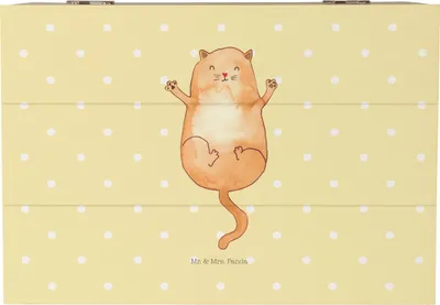 Produktbild von Mr. & Mrs. Panda Box Katze Umarmen 22 x 15 cm - Gelb Pastell - Geschenk, Geschenkbox, fotobox, Truhe, schmuckbox, Cats, Liebe, Katzen, Schatzkiste, Cat