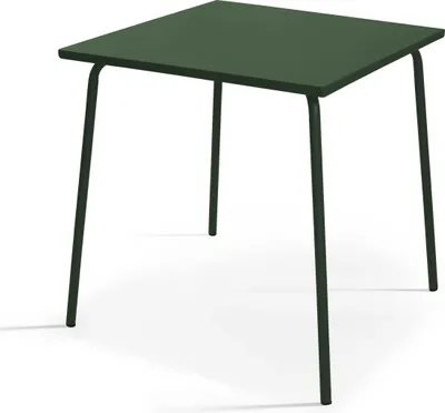 Immagine prodotto di Tavolo da giardino quadrato in metallo verde bosco 70cm - Oviala Palavas