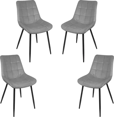 Produktbild von Esszimmerstühle samt Stuhl 4er Set,Wohnzimmerstuhl mit Samtbezug ,Metallbeine,bis 120 kg belastbar, Hellgrau
