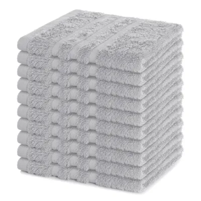 Produktbild von Lavea® Seiftuch 10er Set 30x30 cm, 100% Baumwolle, hochwertige Seiftücher und Gästehandtücher, saugstark, waschbar, Frottierserie Elena - Silber