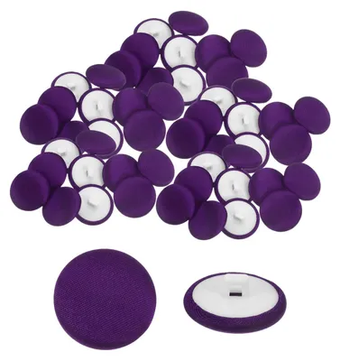 Image de Boutons en satin - 50 pièces avec tige - Pour coudre sur des vêtements et pour travaux manuels - 20 mm - Violet