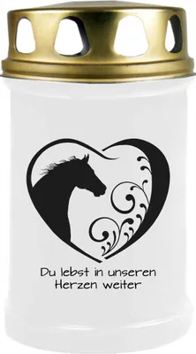 Image de Bougie funéraire Blanc 48h ( couvercle or ) - coeur noir