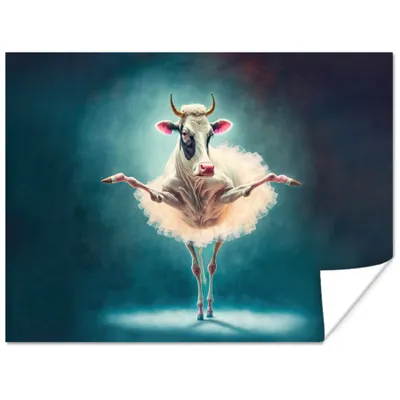 Produktbild von MuchoWow® Poster Kuh - Rock - Ballett - Tiere - Porträt 120x90 cm - Wandbild