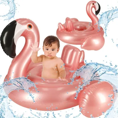 Image de Aga Bouée gonflable avec siège pour enfants Flamant Rose