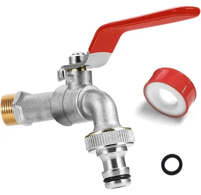 Produktbild von Gartenwasserhahn Messing Rot 1/2 Zoll mit Schlauchanschluss und Rollendichtband