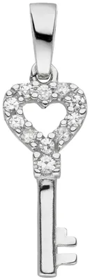 Produktbild von Anhänger Schlüssel aus 925 Silber mit 11 Zirkonia weiß Halsschmuck