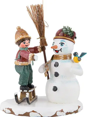 Produktbild von Winterkinder Junge mit Schneemann (11cm) von Hubrig Volkskunst