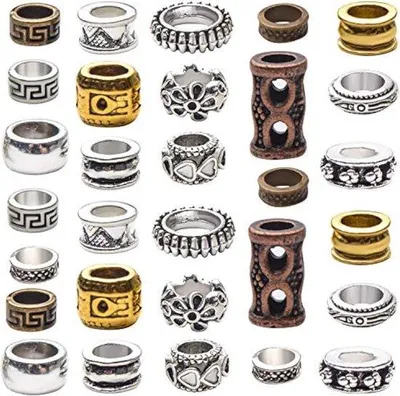 Produktbild von Dreadlock-Accessoires - Haarversorgung - Silber - 30 Stück - Großes Loch-Design