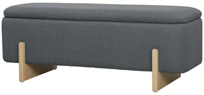 Zdjęcie produktu dla Ławka z miejscem do przechowywania i poduszką siedziskową | Kolor: Szary | Wymiary: 111 x 44 x 44,5 cm