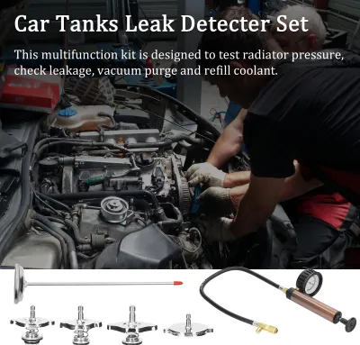 Obrázok produktu pre Univerzálne auto nádrže Detekcia úniku Automobilový detektor úniku Nástroj na testovanie tlaku vody v chladiči Automatická klimatizácia Chladenie Chladiaca kvapalina Vákuová čistiaca súprava nástrojov