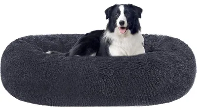 Produktbild von Hundebett rund orthopädisch kuschelig waschbar 90 cm Ø dunkelgrau