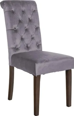 Produktbild von CLP Esszimmerstuhl Lisburn Mit Lehne im Chesterfield Design dunkelgrau Material Samt