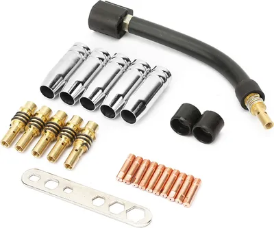 Image de lot de 24 pièces de rechange pour torche de soudage : buse de contact, support de buse de gaz, col de cygne pour Binzel 15AK