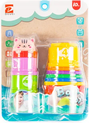 Zdjęcie produktu dla Układanka Piramidka Kubeczki Do Kąpieli Kolorowe