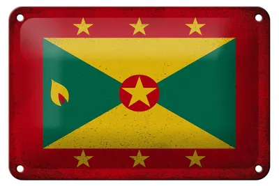 Produktbild von Blechschild Flagge Grenada 18x12cm Flag of Grenada Vintage Dekoration