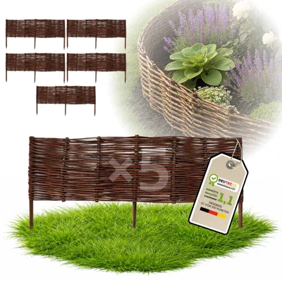 Obrázek produktu pro Floranica 5 kusů Vrbový plot 20 cm x 100 cm – Zahradní plot z vrbového proutí Palisáda Přírodní oplocení Ohraničení záhonu