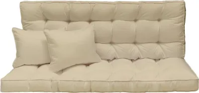 Produktbild von Hollywoodschaukel Auflage 180x50 cm, 3-Sitzer, dick gepolstert, Beige, Gartenbank, Balkon, Kissen Set [133]