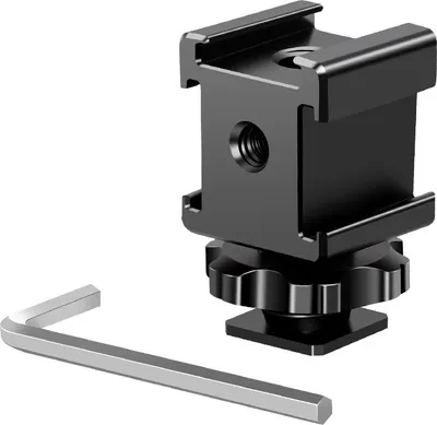 Immagine prodotto di INF Adattatore hot shoe per fotocamera con base hot shoe a tre teste Nero