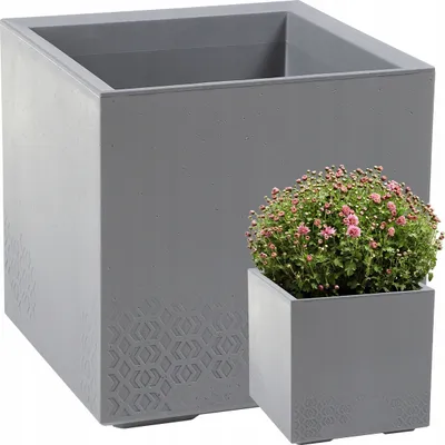 Produktbild von Lamela Blumentopf | Karo | 40cm | Grau Beton