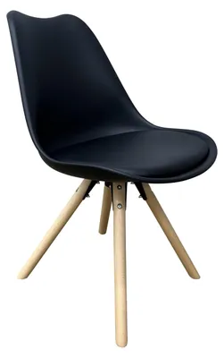 Image de Chaise de salle à manger moderne avec pieds en bois, finition noire