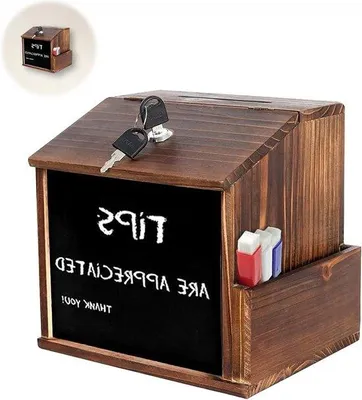 Produktbild von Holz-Spenden-Box mit Zeitungsfach - Alte Sammelbox für Spenden und Wettbewerbe