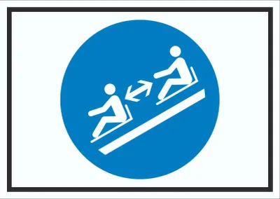 Produktbild von Abstand halten zwischen den Rodeln Symbol Schild A5 (148x210mm)