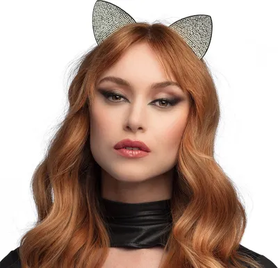 Produktbild von Boland Haarreif mit glitzernden Katzenohren für Fasching, Karneval und Mottopartys