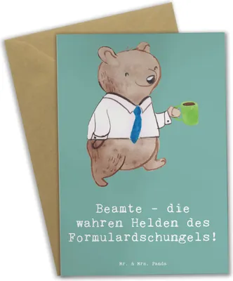 Produktbild von Mr. & Mrs. Panda Glückwunschkarte Beamtin Heldin - Meeresbrise - Geschenk, Klappkarte, Berufe, einladungskarten, Helden, Beruf, Geburtstag, osterkarte, weihnachtskarten