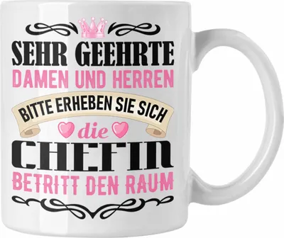 Produktbild von Trendation - Chefin Tasse Geschenk Von Team Beste Chefin Geschenkidee Lustiger Spruch (Weiß)