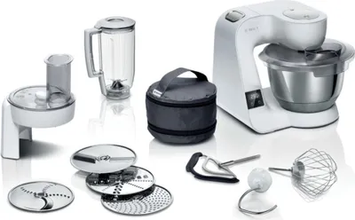 Produktbild von Bosch Serie 4 MUM5X220, 3,9 l, Silber, Weiß, Berührung, 2,7 kg, 1,1 m, 4 Disks