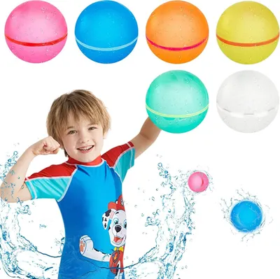 Produktbild von 6 Stück Wasserbomben Selbstschließend Wiederverwendbar, Eine Sekunde Schnellfüller Wasserbomben Set, Wasserspielzeug Pool Spielzeug Strandspielzeug