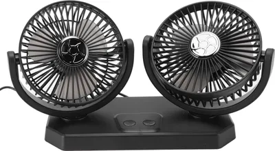 Obrázek produktu pro 12V elektrický ventilátor s dvojitou hlavou Dvojité ovládání 3 rychlosti Silný vítr USB nabíjení Chladicí ventilátor do auta pro minivany Nákladní auta