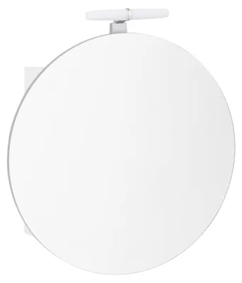 Spiegelschrank rund, matt weiß, 65x16x68,3 cm, mit LED-Leuchte