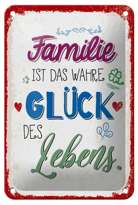 Produktbild von Blechschild Familie ist das wahre Glück des Lebens, 30 x 20 cm, Blechschilder Spruch Glück Weisheit