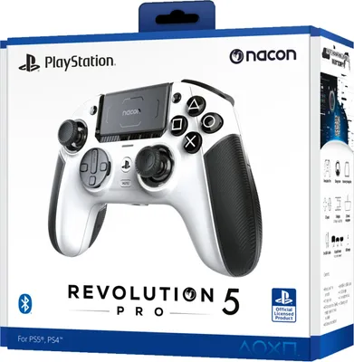 Obrázok produktu pre NACON Revolution 5 Pro, Gamepad, PC, PlayStation 4, PlayStation 5, D-pad, Smerové tlačidlá, Tlačidlo ponuky, Bezdrôtový, Bluetooth, Čierna, Biela
