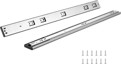 Immagine prodotto di SucceBuy 6 coppie di guide per cassetti 609,6 mm. Guide montate lateralmente. Robuste guide ad estrazione totale. Guide in acciaio. Sistema di chiusura silenziosa. Guide montate su cuscinetti a sfera. Portata di 100 libbre per armadi e cucine.