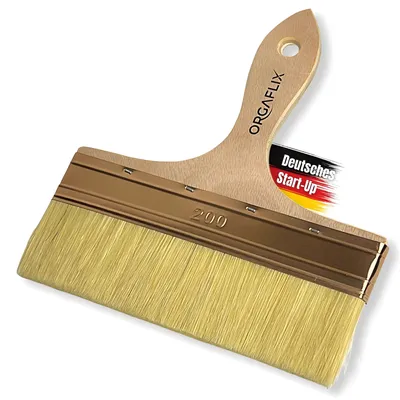 Produktbild von ORGAFLIX Flächenstreicher 200mm XXL Sonderedition - Für große Flächen, Öl, Lasur, Beizen, Lacke, Acryl, Kreidefarbe, Lasurpinsel Holz außen, Ölpinsel