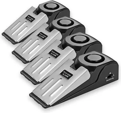 Produktbild von Sicherheitsstopper, Alarm, Sicherheitsstopper mit Anti-Rutsch Gummi und Alarm, Tür-Alarm für die Tür, Sicherheitseinrichtung mit 120 dB (4 Stück)