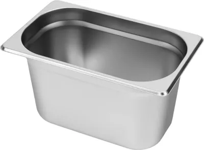 Zdjęcie produktu dla Pojemnik GN na posiłki, gastronomiczny 1/4 Mega-M ze stali nierdzewnej, 265x162x150 mm