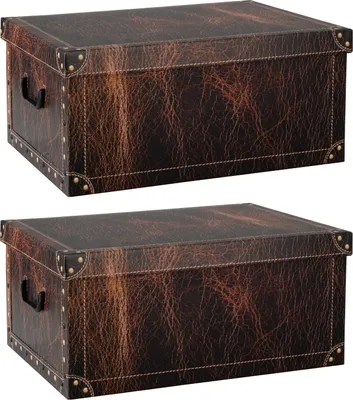 Produktbild von Aufbewahrungsboxen - 51 x 37 cm - Dunkelbraun - recycelter Karton - mit schwarzen Griffen - 2er Set