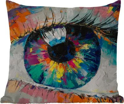 Produktbild von MuchoWow® Outdoor Kissen - Malerei - Ölfarbe - Auge - Farben - 50x50 cm - Wetterfest - Lounge Kissen - Komfortabel - Kissen mit Bild