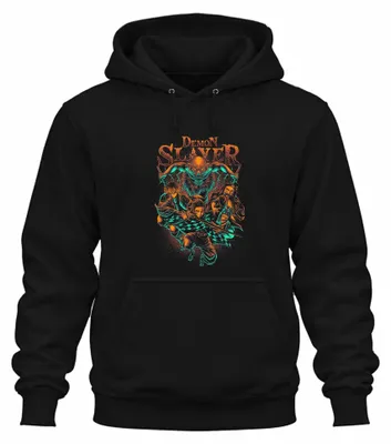 Productafbeelding van Demon Slayer Kimetsu no Yaiba, hoodie voor dames en heren, met afbeeldingen van Tanjiro, Nezuko en Zenitsu, kleur: zwart, maat: M