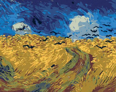 Produktbild von Zuty - Malen nach Zahlen - WEIZENFELD MIT RABEN (VINCENT VAN GOGH), 40x50 cm, mit Keilrahmen (bereits gespannt)