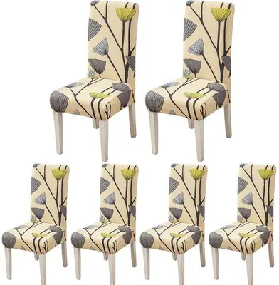 Immagine prodotto di Coprisedie Ibbenzo® per sedie da pranzo – Set da 6, elasticizzati e antiscovolino, composti per l'85% da poliestere e per il 15% da Spandex, adatti a schienali con altezza da 46 a 55 cm e sedute da 38 a 49 cm